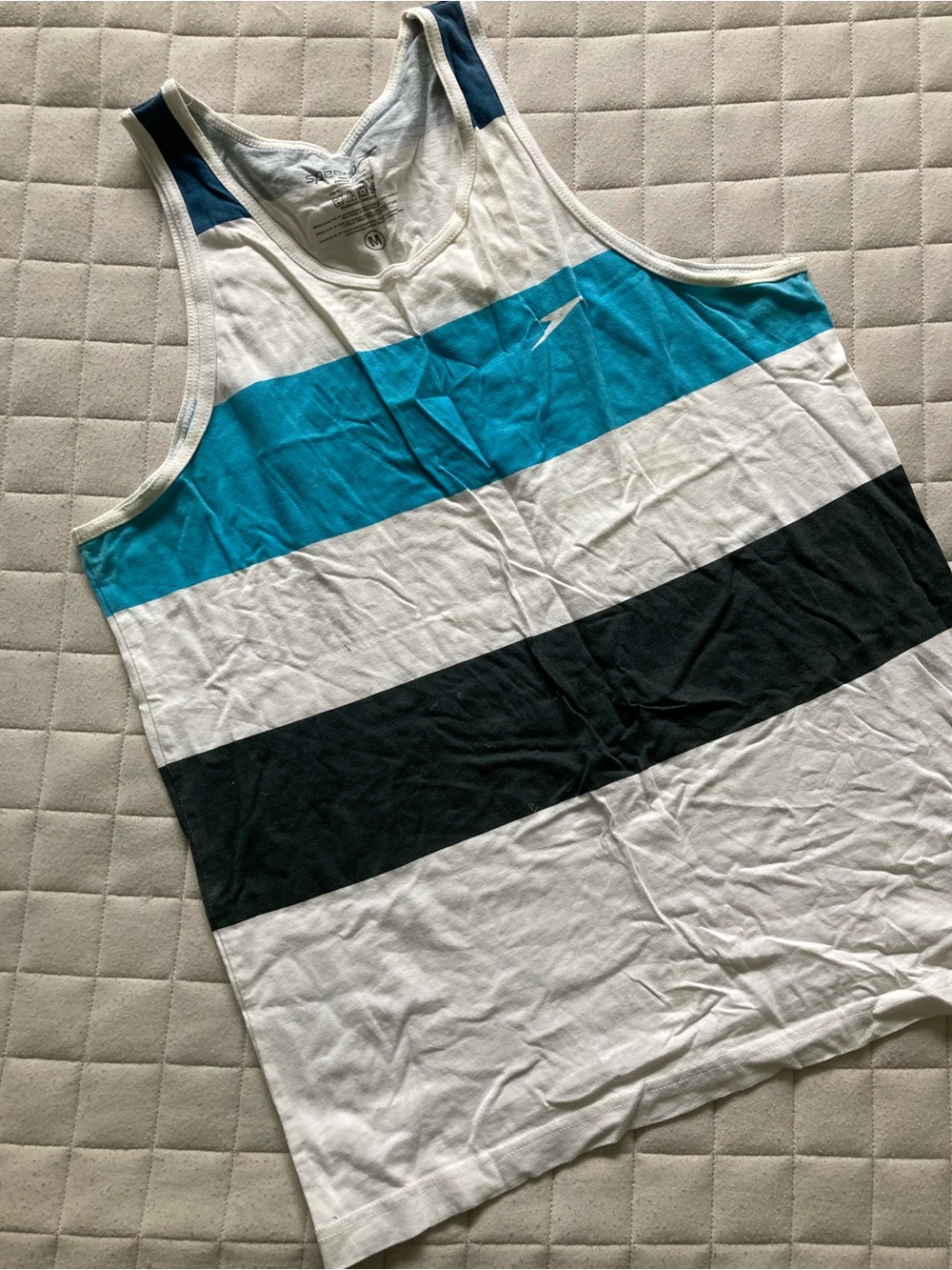 Speedo Men's Blue & White Striped Tank Top